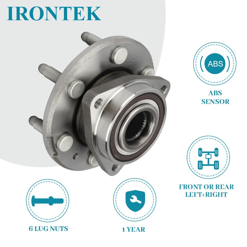 IRONTEK مجموعة محامل العجلات الأمامية/الخلفية IRONTEK 513277 مع ABS 6 مسامير تناسب 09-16 لشيفروليه ترافيرس، 2007-2012 لبويك إنكلايف، 07-16 لجيمس أكاديا، 07-10 لساترن أوتلوك - Image 2